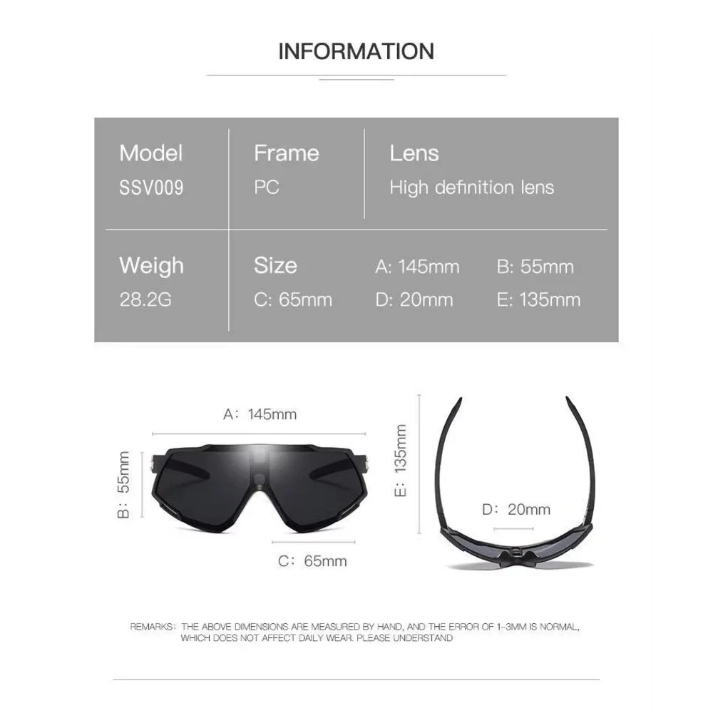 Sport Wrap Sunglasses Black UV400 High Definition Lens Women Female Gafas Lentes